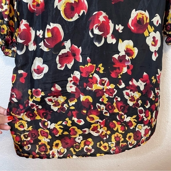 Aryn K Black Floral Silk Mini Dress Size Small - Picture 5 of 15